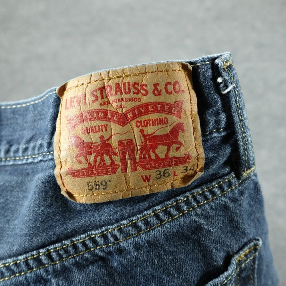 Levi's 559 Jeans Mens 36x34 Blue Relaxed Straight Leg Medium Wash Denim